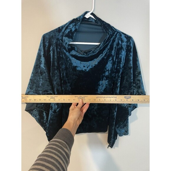 Velvet Poncho Shrug Cape Dark Teal Shawl Steampunk Witchy Romantic Crushed - Picture 3 of 5